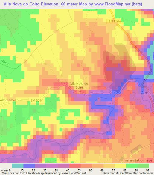 Vila Nova do Coito,Portugal Elevation Map