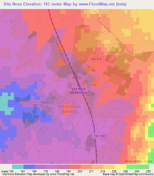 Vila Nova,Portugal Elevation Map