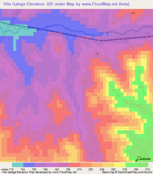 Vila Galega,Portugal Elevation Map