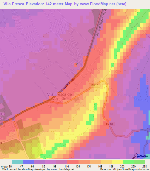 Vila Fresca,Portugal Elevation Map