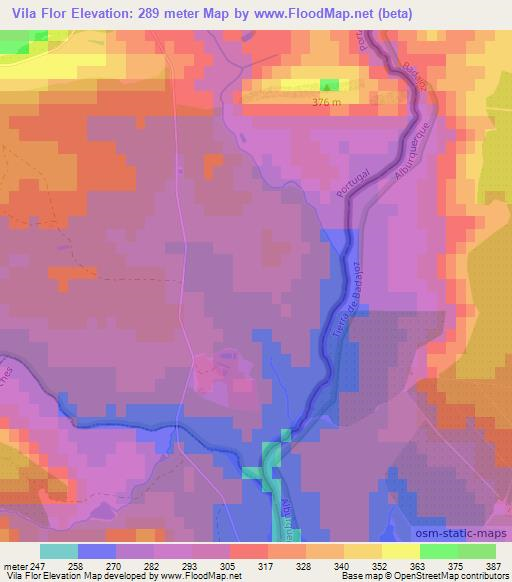 Vila Flor,Portugal Elevation Map