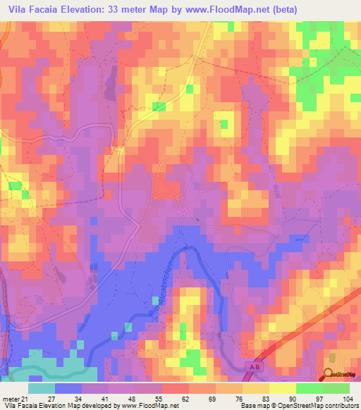 Vila Facaia,Portugal Elevation Map
