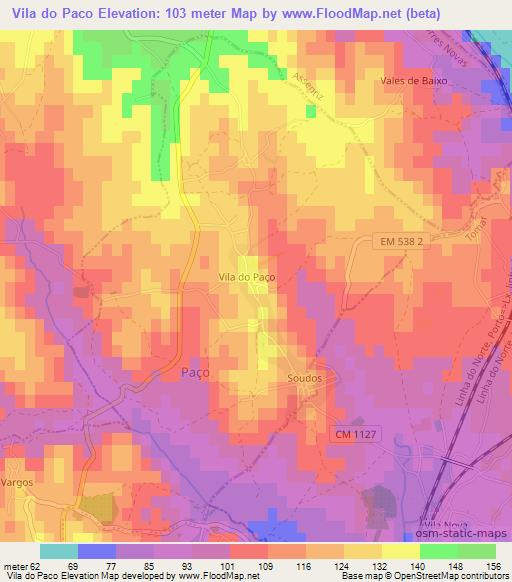 Vila do Paco,Portugal Elevation Map