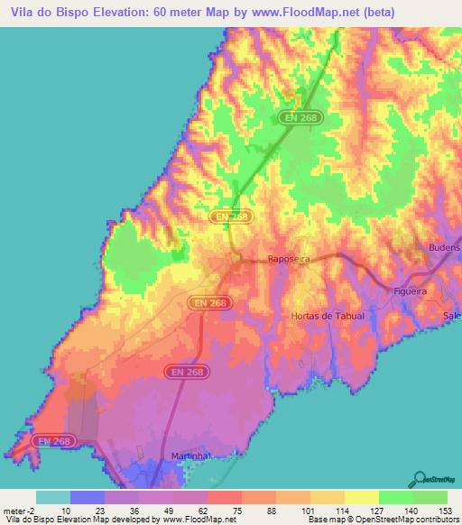 Vila do Bispo,Portugal Elevation Map