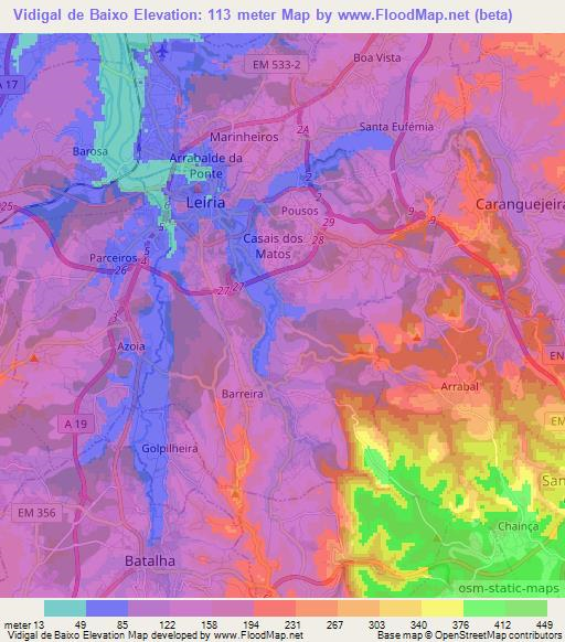 Vidigal de Baixo,Portugal Elevation Map