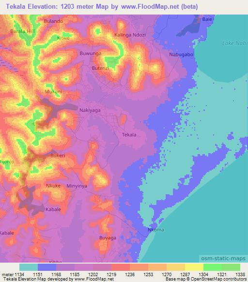 Tekala,Uganda Elevation Map
