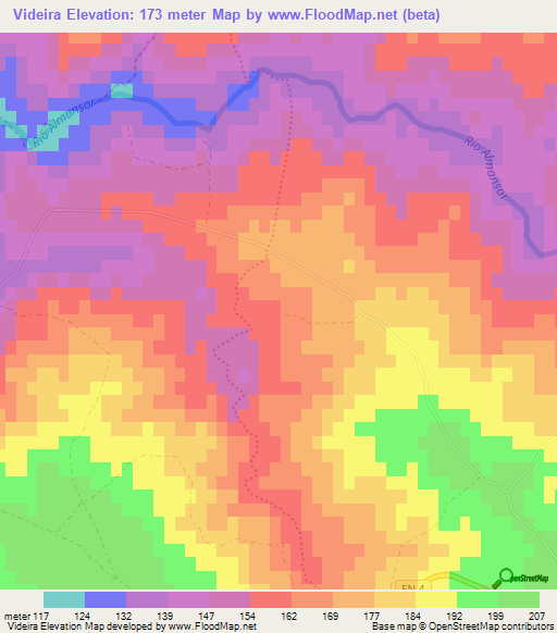 Videira,Portugal Elevation Map