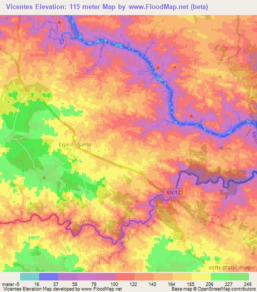 Vicentes,Portugal Elevation Map