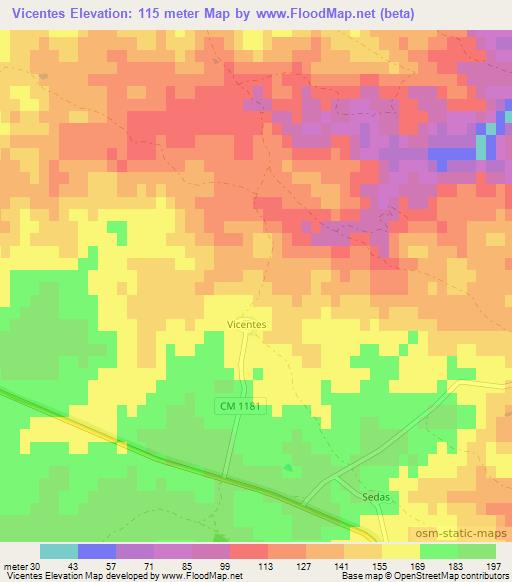 Vicentes,Portugal Elevation Map