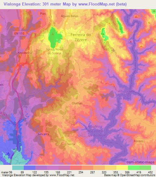 Vialonga,Portugal Elevation Map
