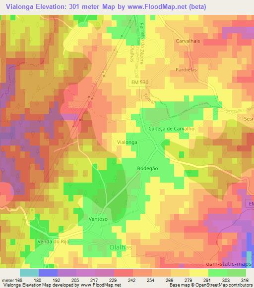 Vialonga,Portugal Elevation Map
