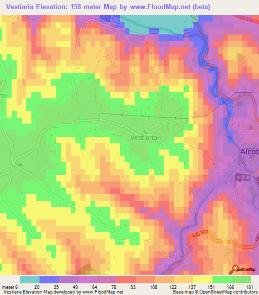 Vestiaria,Portugal Elevation Map