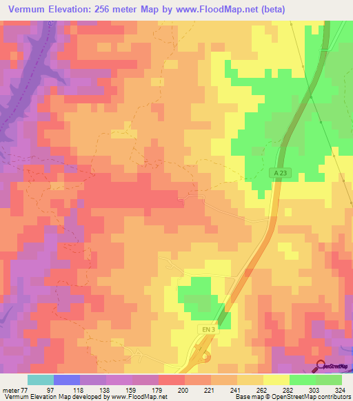 Vermum,Portugal Elevation Map