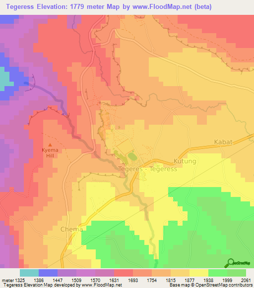 Tegeress,Uganda Elevation Map