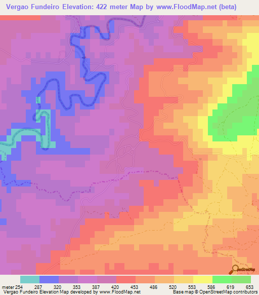 Vergao Fundeiro,Portugal Elevation Map