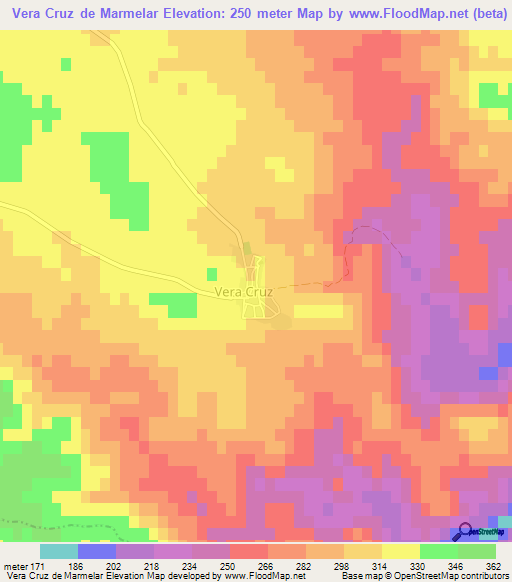 Vera Cruz de Marmelar,Portugal Elevation Map