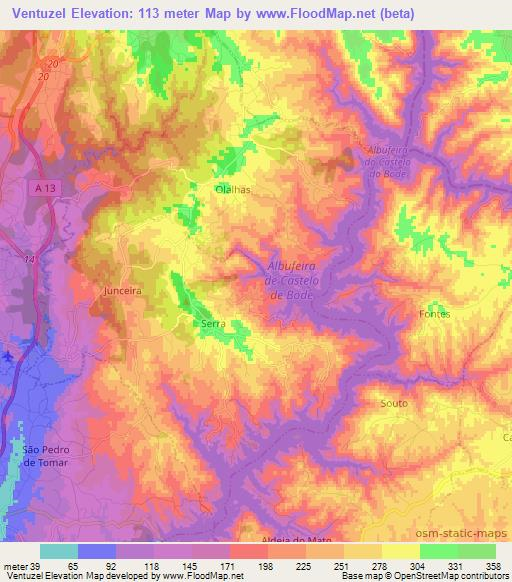 Ventuzel,Portugal Elevation Map