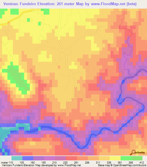 Ventoso Fundeiro,Portugal Elevation Map