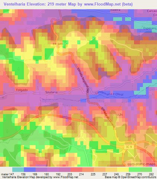 Ventelharia,Portugal Elevation Map