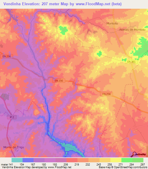 Vendinha,Portugal Elevation Map