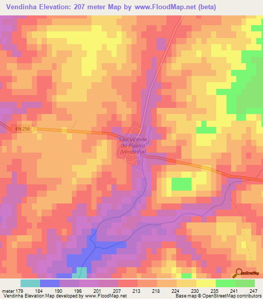 Vendinha,Portugal Elevation Map