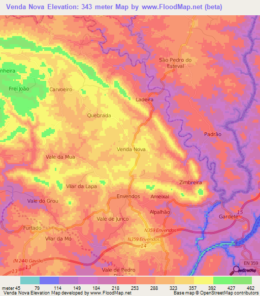 Venda Nova,Portugal Elevation Map