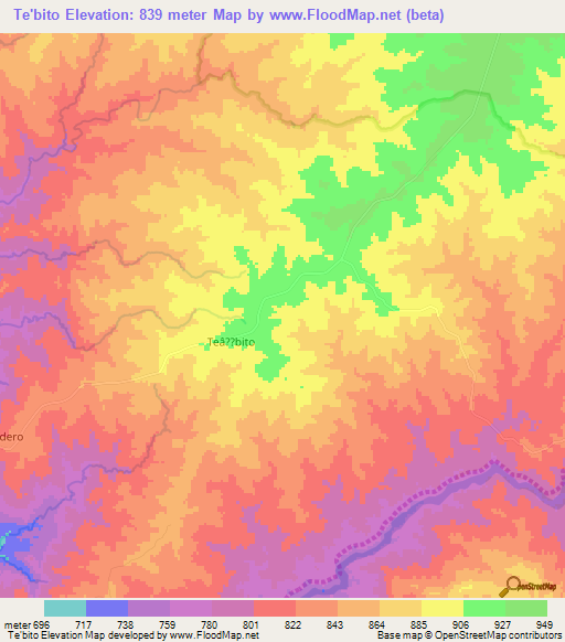 Te'bito,Uganda Elevation Map