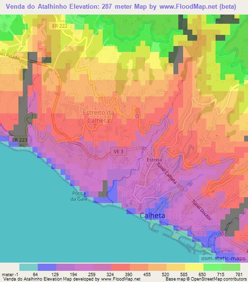 Venda do Atalhinho,Portugal Elevation Map