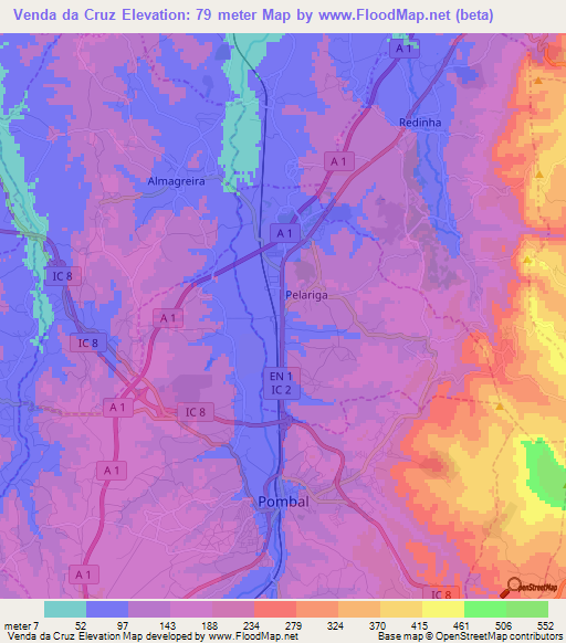 Venda da Cruz,Portugal Elevation Map