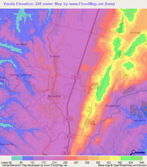 Venda,Portugal Elevation Map