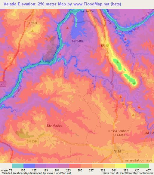 Velada,Portugal Elevation Map
