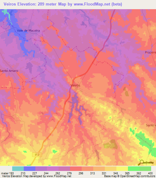Veiros,Portugal Elevation Map