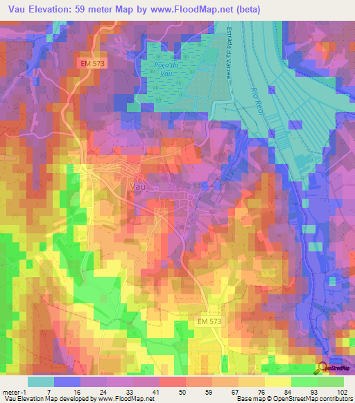 Vau,Portugal Elevation Map