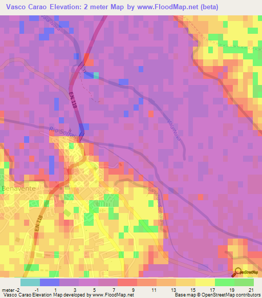 Vasco Carao,Portugal Elevation Map