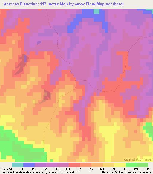 Varzeas,Portugal Elevation Map