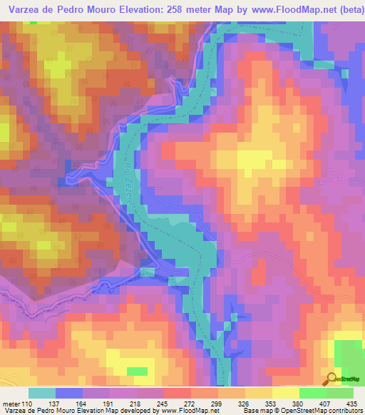 Varzea de Pedro Mouro,Portugal Elevation Map