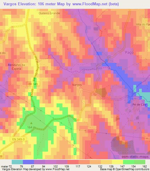 Vargos,Portugal Elevation Map