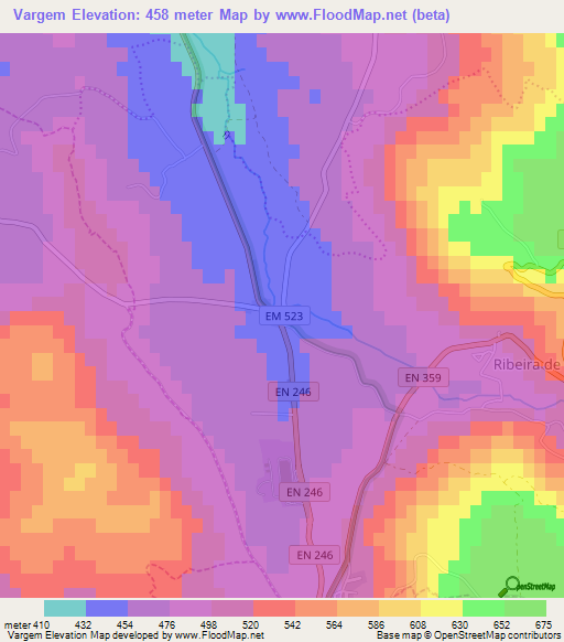 Vargem,Portugal Elevation Map