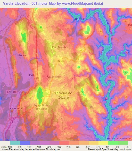 Varela,Portugal Elevation Map