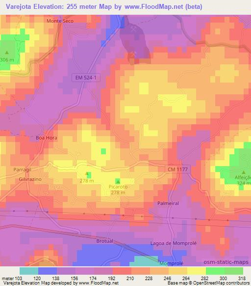 Varejota,Portugal Elevation Map