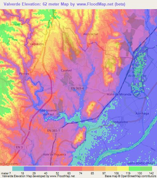 Valverde,Portugal Elevation Map