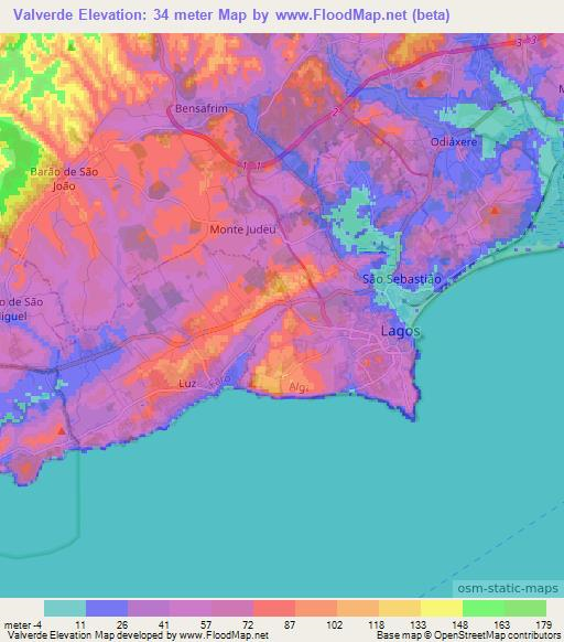 Valverde,Portugal Elevation Map