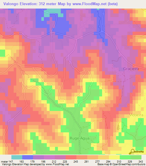 Valongo,Portugal Elevation Map
