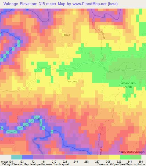 Valongo,Portugal Elevation Map