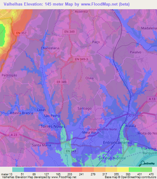 Valhelhas,Portugal Elevation Map