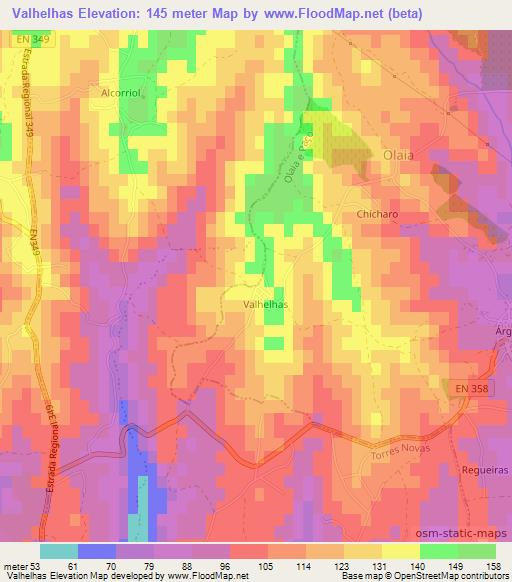 Valhelhas,Portugal Elevation Map