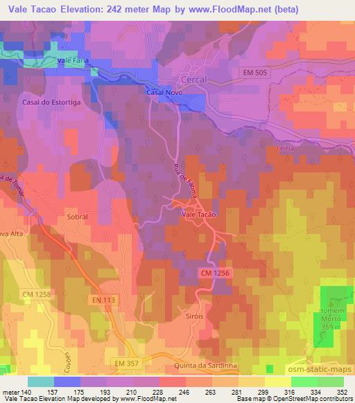 Vale Tacao,Portugal Elevation Map