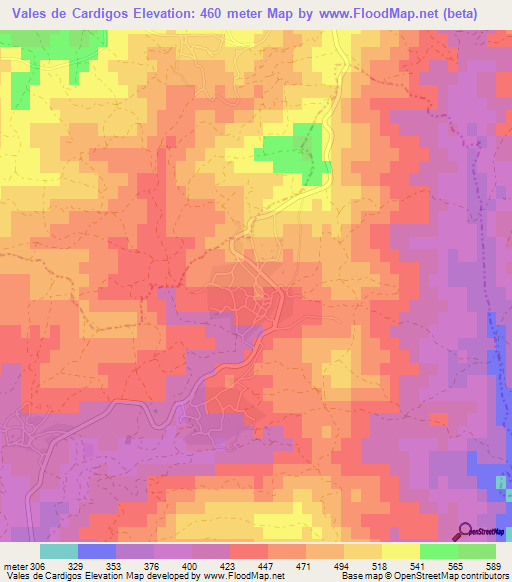 Vales de Cardigos,Portugal Elevation Map