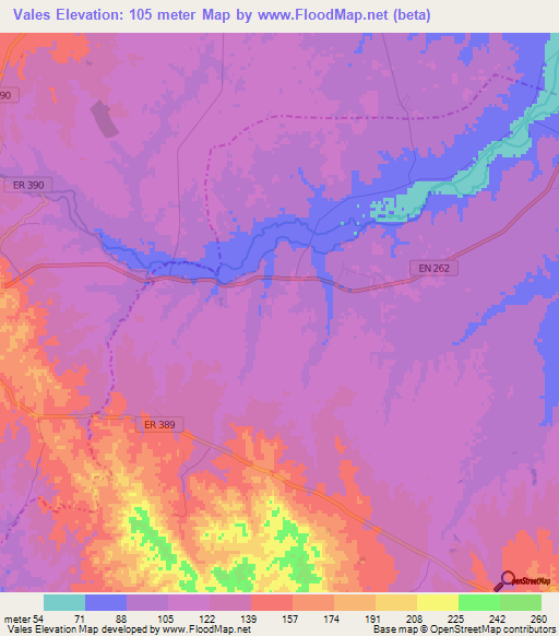 Vales,Portugal Elevation Map
