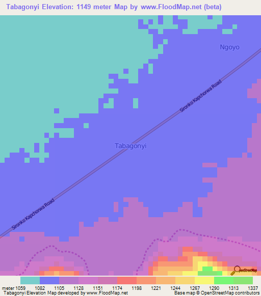 Tabagonyi,Uganda Elevation Map